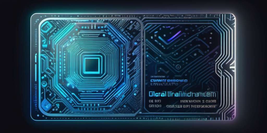 digital id card futuristic in blue colors. Looks like a microprocessor